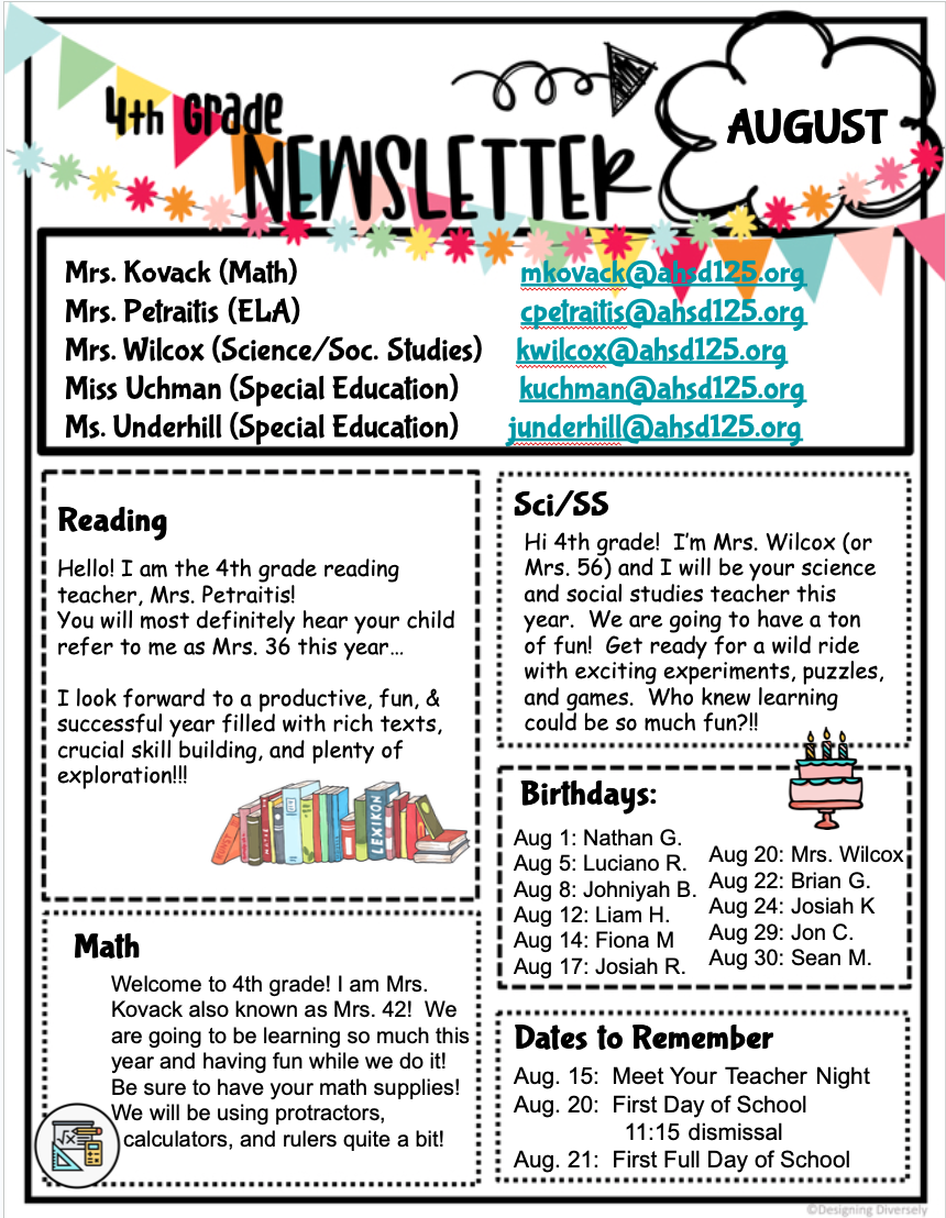 4th Grade Newsletter